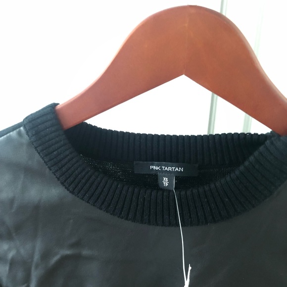 Vegan leather front sweater - Picture 3 of 5